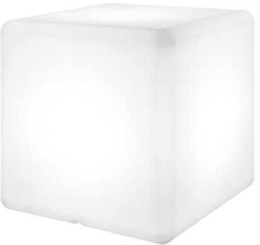 LOLAhome Lámpara Exterior Cubo Chill out Minimalista | Lámpara Blanca de 30x30x30 cm, IP-64, Cable de 2m |para Exterior, jardín, terraza, Piscina | Modelo Cubo Chill out Minimalista