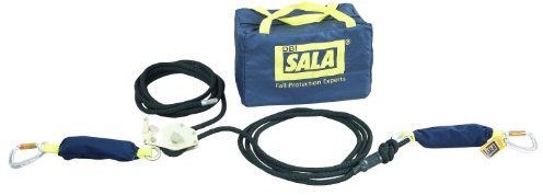 3M DBI-SALA Sayfline 2200400 Horizontal Lifeline System, For Mobi-Lok System, 40-Foot Kernmantle Rope, With Tensioner, Energy Absorbers, Carrying Bag, Navy/Black