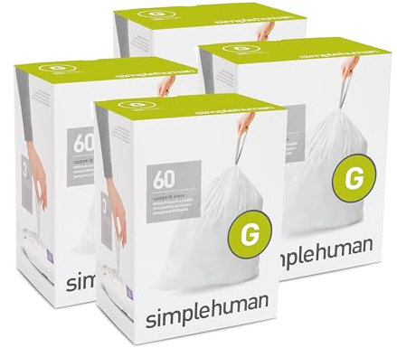 simplehuman Code G Custom Fit Drawstring Trash Bags, 30 Liter/8 Gallon, 12 Refill Packs (240 Count)