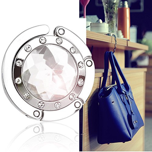 Bingsale® Taschenhalter Grau Crystal (klar) mit magnetischer Gliederhalterung - Taschenhaken & Handtaschenhalter als perfekte Geschenkidee für Frau, Freundin, Mutter und Tochter