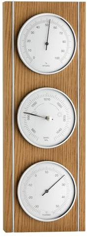 TFA Dostmann Analogue Oak Weather Station Barometer Hygrometer Thermometer Room Temperature Control