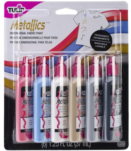Tulip 3D Fabric Paint Metallic Starter Set - 6 X 37Ml Tubes
