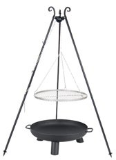 Barbecue pivotant Nort broches Farm Cook Grille Inox PAN37 60 cm avec trépied, grille en inox rouille et brasero PAN37