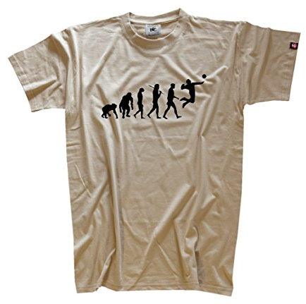 Shirtzshop Herren Faustball Faust Ball Volleyball Handball Evolution T-Shirt Beige M