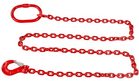 DEMA Forstkette Rückekette Schleifkette 6 mm – Anschlagkette, Chokerkette, Kran-Kette – 2 m Länge, mit Haken, robust, langlebig, ideal für Forst, Holz, Anhänger, Traktor