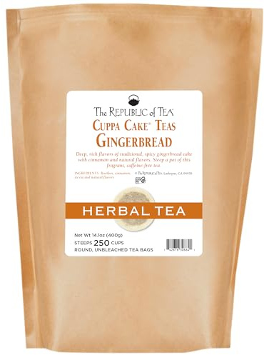 The Republic of Tea Gingerbread Cuppa Cake Tea, 250 Tea Bags, Healthy Rooibos Dessert Tea