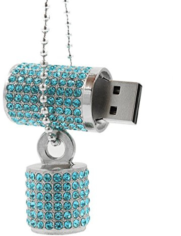 Ciway gioielli di lusso a forma di rossetto, USB Flash Drive USB 2.0 pollice Pen Drive con collana Green 64 Gb