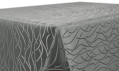 BEAUTEX Damast Tischdecke Jacquard eckig 110x110 Dunkelgrau bügelfrei | edel, pflegeleicht, formstabil, strapazierfähig, eleganter Glanz, hochwertige Webstruktur für Alltag, Feste & Gastronomie