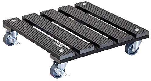 WAGNER Soporte con ruedas para plantas WPC 29 x 29 x 7,5 cm I Carrito para flores para uso exterior + interior I Wood Plastic Composite FSC®, antracita I 2 frenos I Capacidad de carga 80 kg - 20052001