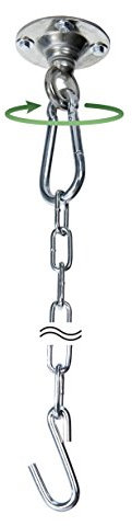 AMAZONAS Power Hook 360° drehbarer Deckenhaken kugelgelagert - belastbar bis 200kg - aus verzinktem Stahl - für Hängesessel inkl. Verlängerungskette 78 cm