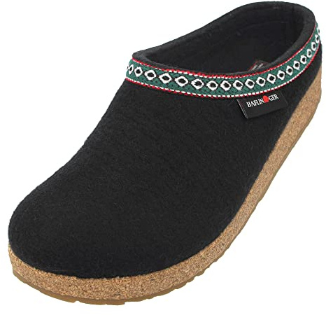 HAFLINGER Grizzly Franzl filttofflor, tofflor, filtträskor, svart, stl. 36