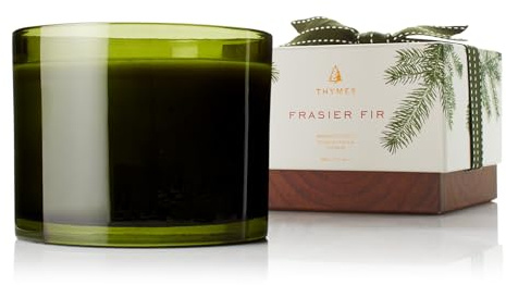 Thymes Frasier Fir Scented Candles for Home Decor – Green Heritage Holiday Candle – Notes of Siberian Fir Needles, Cedarwood & Sandalwood – Luxury Home Fragrance Gifts for Women & Men (3-Wick, 17 oz)