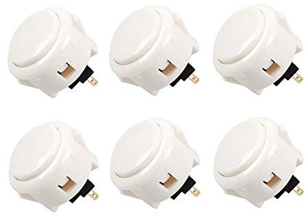 Digitalkey Set 6 SANWA OBSF-30-Tasten - Arcade-Gamepad-Tasten für Schränke und Bartops (Weiß)