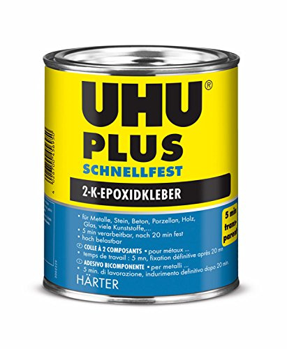 UHU Plus Quick-Strength Hardener Tin, Crystal Clear and Fast Two-Component Epoxy Resin Adhesive, 8