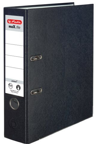Herlitz 9942699 Ordner maX.File Protect A4 8cm schwarz, PP-Kunststoffb./Papier hellgr.Besch. 5er Packung (Single)