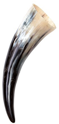 Frera Trinkhorn, 300-390 ml, 0,3-0,39l, Methorn, lebensmittelechtes Naturhorn, Naturfarbe, poliert