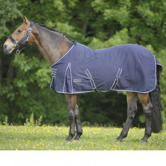 Waldhausen Stall- und Sommerdecke mit Kreuzgurten, marine/weiß, Rückenlänge 155 cm