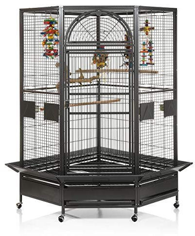 Montana Cages | Eckkäfig Denver - Eckvoliere XXL in anthrazit | Papageienkäfig, Papageienvoliere