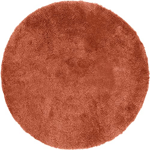 Erwin Müller Badematte, Badteppich Kefalonia rutschhemmend Terra Größe rund: 80 cm Ø - für Fußbodenheizung geeignet, dichter, Flauschiger Floor (weitere Farben, Größen)