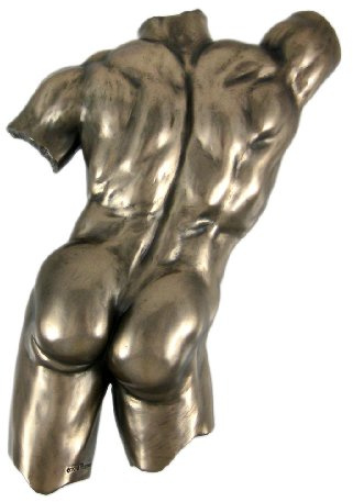 Veronese Design Bronze Finish Nude Male Backside Plaque Wall Decor Erotic Art