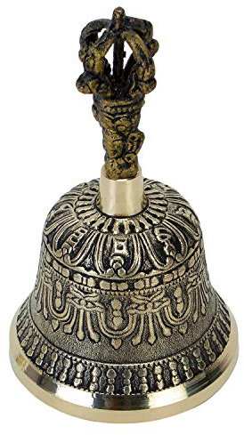 Zap Impex Cloche tibétaine pour méditation et prière Dorje Vajra - cloche bouddhiste - 15 cm - Cadeau de Noël