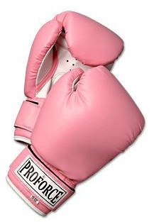 ProForce Leatherette Boxing Gloves with White Palm - Pink - 16 oz.