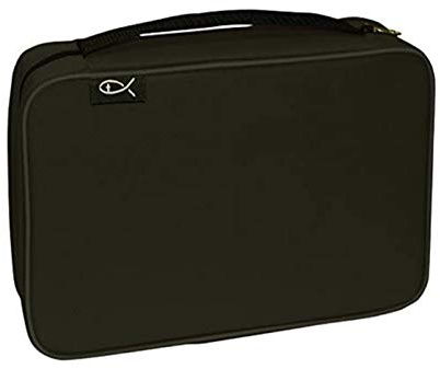Divinity Boutique Bibelhülle aus Segeltuch, für Damen und Herren, Stofftasche mit Reißverschluss, für Bibeln bis 22,9 x 15,9 x 3,2 cm, Schwarz