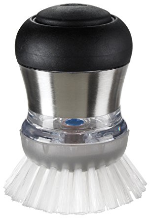 OXO SteeL Soap Dispensing Palm Brush,2-3/4 diam. x 4 h