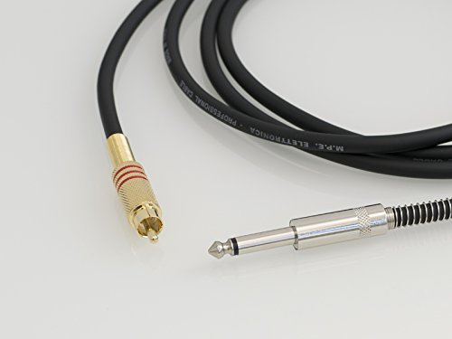 MPE - Cavo adattatore Made in Italy con un connettore RCA maschio e un Jack mono D. 6,3mm mod: A3-3 metri