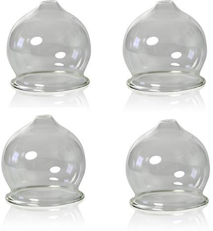 Lauschaer Glas 4er Feuer- Schröpfglasset d Kugel ca.70mm mundgeblasen handgeformt Original