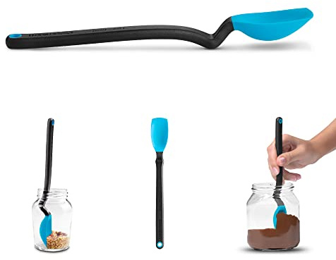 Dreamfarm Mini Supoon Non-Stick Sit-Up Silicone Scraping Cooking Spoon, Jar Scraper Measures 5ml Tsp - 8 Dreamfarm Blue