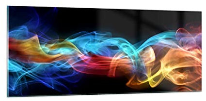 Quadro su Vetro 100x40cm Stampe da Parete in Vetro Astratto aria colorito figura Grandi Decorazione Murale Camera da Letto Cucina 1 pezzo Quadri Moderni Soggiorno Immagini Wall Art GAB100x40-2171