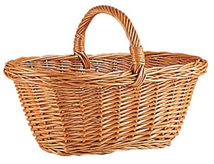 AUBRY GASPARD - Panier en Osier Ovale - Coloris Caramel - Longueur 42 cm x Largeur 28 cm x Hauteur 17 à 29 cm - Anse Renforcée - Fabrication Artisanale - Idéal pour Rangement Intérieur ou Décoration