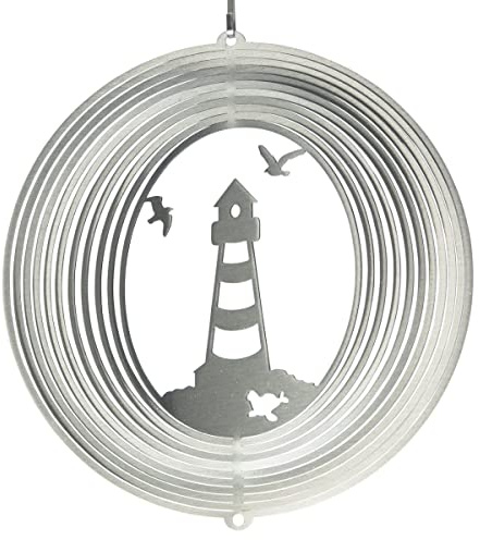 CIM Edelstahl Windspiel - Leuchtturm 180 - lichtreflektierend - Durchmesser: 18cm - inkl. Aufhängung