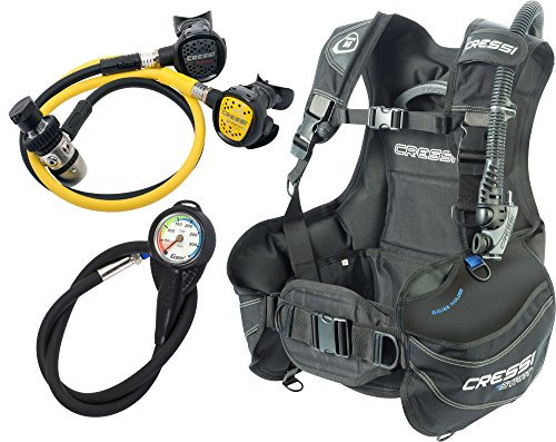 Cressi Start Scuba Set B.C. 'D and Regulator Plus Octopus DIN-Negro, Grande, Unisex, L