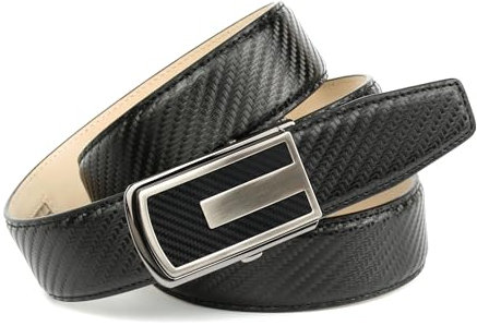 Anthoni Crown Gürtel Herren, Karbon, Automatikgürtel mit Automatikschließe, Ledergürtel für Herren Anzug, Herren Hose oder Jeans, 35mm breit, kürzbar, 110