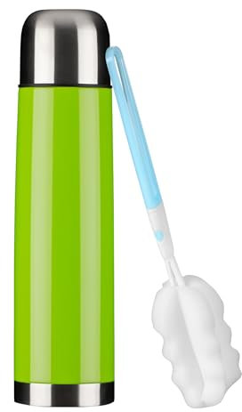 GRÄWE Thermosflasche,1 Liter Edelstahl Trinkflasche, Thermoskanne, Isolierflasche für unterwegs mit Becher, Auslaufsicher, Spülmaschinengeeignet, Grün