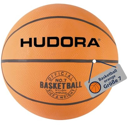 HUDORA Ballon de Basket Taille 7 Orange, Non gonflé - Ballon en Caoutchouc Naturel pour Le Basket en intérieur et en extérieur pour Enfants, Ados & Adultes - pour débutants & expérimentés