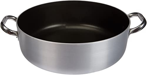 Pentole Agnelli ALSA106S32 Platinum Casseruola Bassa in Alluminio, con 2 Manici in Acciaio Inossidabile, 32 cm, Argento