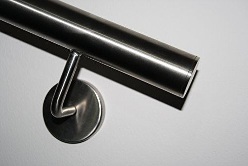 V2A Handskena i rostfritt stål 42,4 mm 240K polerad väggstång med rak ändlock 500 mm