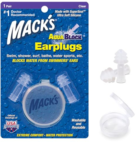 Aquablock Ear Plugs Transparent 1 Pair