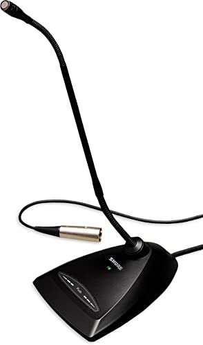 Shure Microflex MX412D/S Supercardioid Condenser Microphone, 12 Gooseneck, Desktop Base with 10' Cable, Logic Functions, Programmable Switch, LED Indicator, Snap-Fit Foam Windscreen