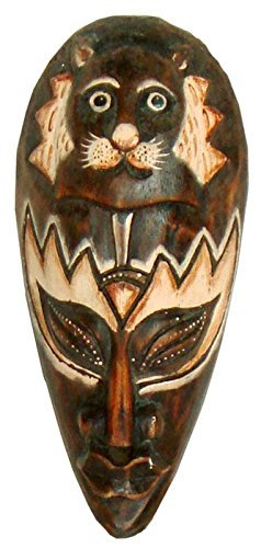 Woru Maske bemalt 20 cm, Holz-Maske aus Bali, Wandmaske