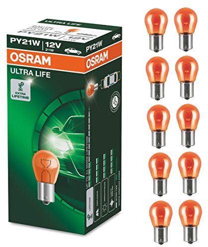 Osram ULTRA LIFE PY21W Halogen-Signallampe, Blinklicht, 7507ULT, 12V PKW, Faltschachtel (10 Stück)