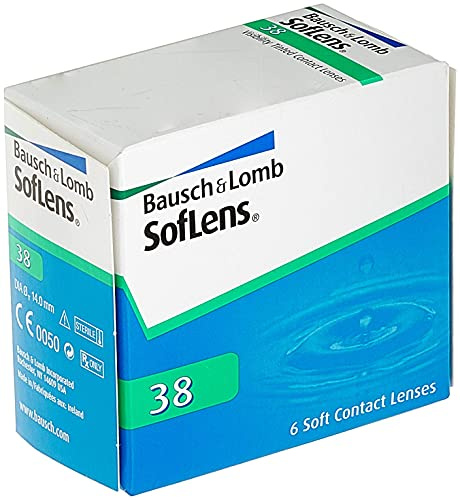 Bausch + Lomb SofLens 38 Monatslinsen, sphärische Kontaktlinsen, weich, 6 Stück / BC 8.7 mm / DIA 14 / -2.25 Dioptrien