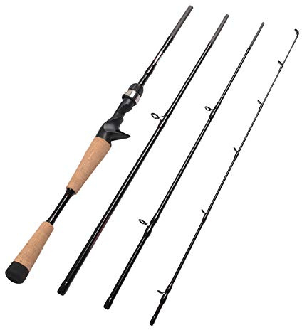 Fiblink 4 Pieces Travel Casting Rod Graphite Baitcasting Fishing Rod Portable Fishing Rod Baitcaster (6'6'' Medium)