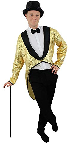 MENS GOLD SEQUIN TAILCOAT FANCY DRESS COSTUME ACCESSORY DANCE SHOW PALE GOLD TAIL COAT UNISEX OUTFIT (SMALL - UPTO 38 INCH CHEST)
