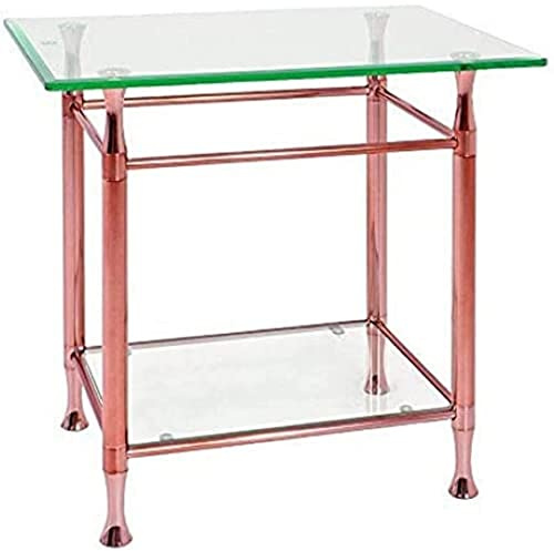 HAKU Beistelltisch Kupfer Metall Couchtisch Sicherheitsglas 10 mm- Maße: B 58 x H 52 x T 43 cm Style: Contemporary