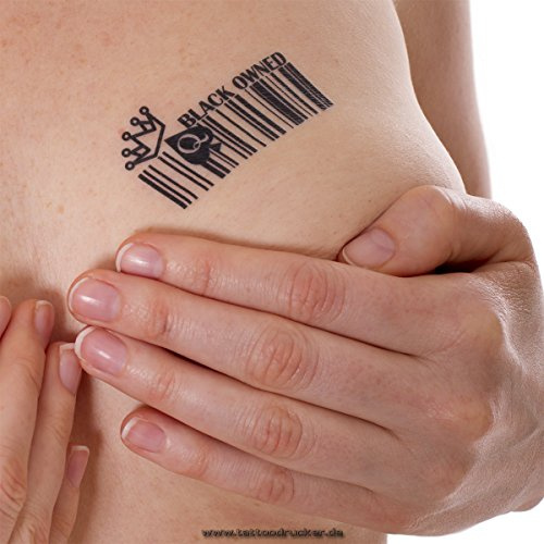 15 x Barcode BLACK OWNED Temporary Tattoo - Fetish BBC Hotwife Queen of Spades (15)