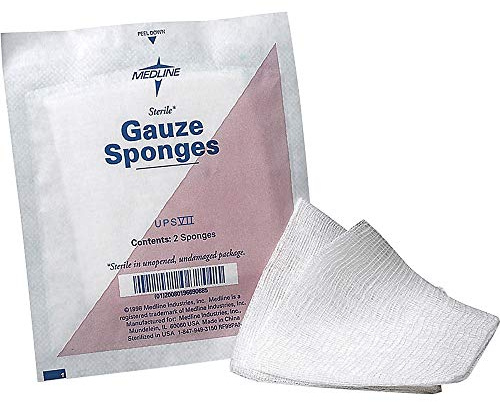 Medline Sterile 100% Cotton Woven Gauze Sponges, 3 x 3, 12-Ply, Ideal for Wound Dressing and General Cleaning, 2/Packs, Pack of 1200